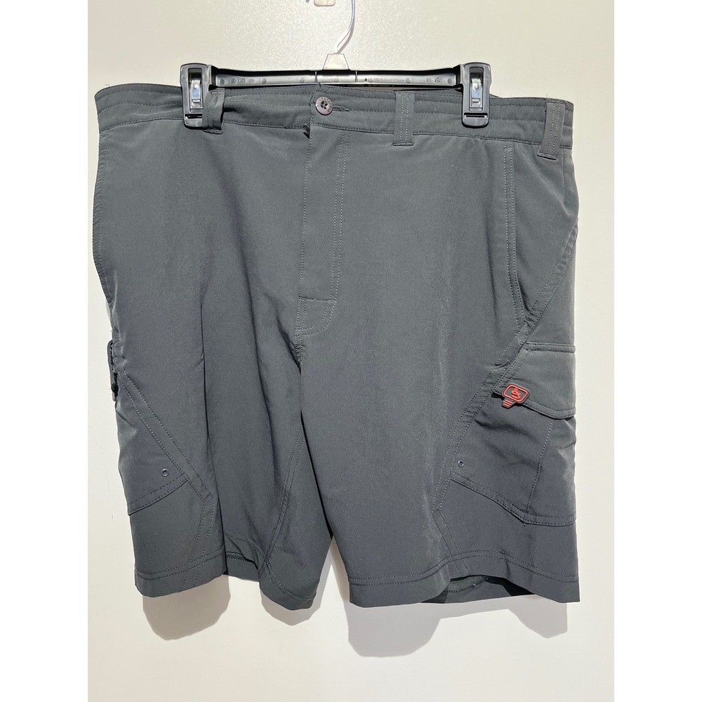 Hook & Tackle Mens Technical Fishing Cargo Shorts Gray Size XL Quick Dry Outdoor